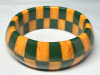 Shultz teal/mango saucer checker bakelite bangle